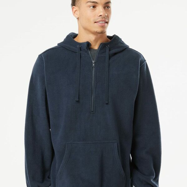 Men's Polar Fleece Quarter-Zip Hooded Pullover Thumbnail
